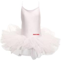 Детско танцувално трико с връзки и туту поличка MAXIMA – Бяло
