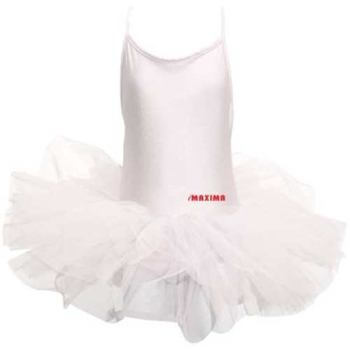 Детско танцувално трико с връзки и туту поличка MAXIMA – Бяло