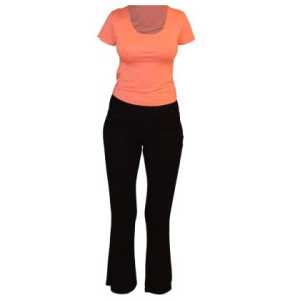 Дамски спортен комплект за йога и гимнастика – Оранжев/Черен