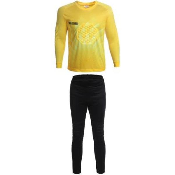 Вратарски екип MAXIMA с протектори и дълъг ръкав - Жълт/Черен