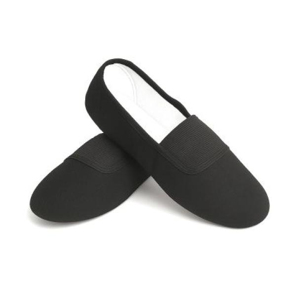 Платнени цвички за гимнастика и балет MAXIMA Цяла кожена подметка - Черни