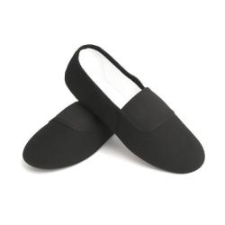 Платнени цвички за гимнастика и балет MAXIMA Цяла кожена подметка - Черни