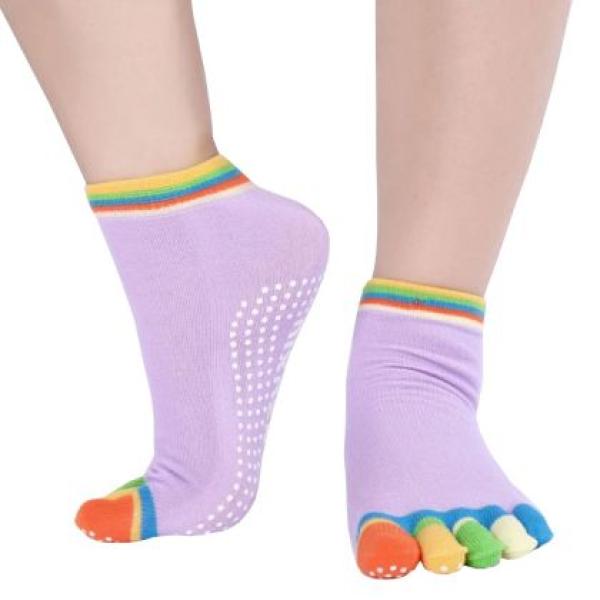 Чорапи за йога MAXIMA, С шарени пръсти, Светлолилави