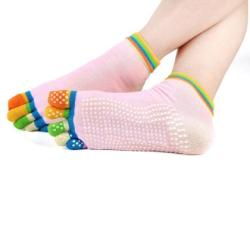 Чорапи за йога MAXIMA, С шарени пръсти, Светлорозови