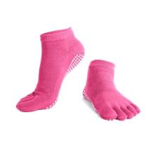 Чорапи за йога с пръсти MAXIMA, Едноцветни, Тъмнорозови