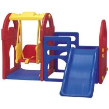 Детски център 3 в 1 Пързалка с люлка и баскетболен ринг