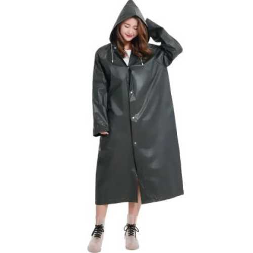 Дъждобран MAXIMA с ръкави и качулка 115 см Сив найлон