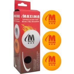 Топче за тенис на маса MAXIMA, 3 броя в кутия, Оранжеви