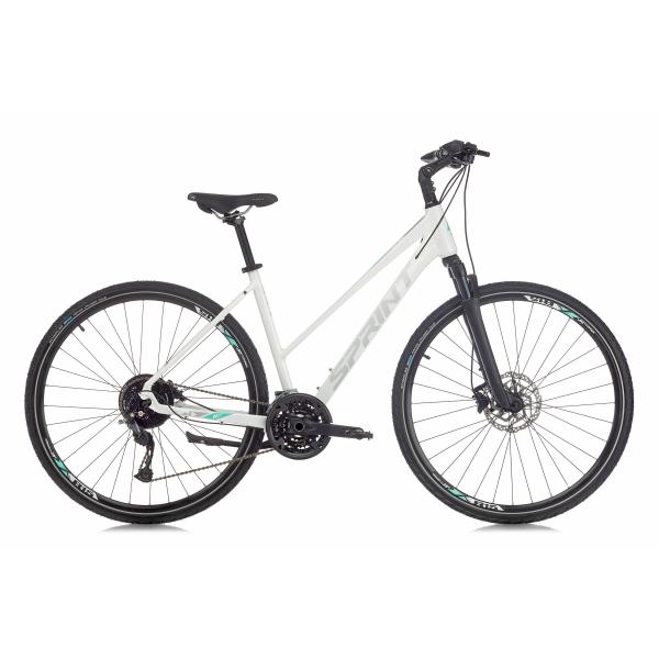 Велосипед Sprint Croxer Plus Lady V1 28 3x9 скорости, бял гланц/сиво-резеда