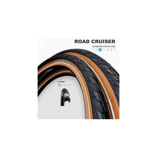 Външна гума Schwalbe {VN}, шосе CRUISER, WIRED 42-622 B/CO+RT HS484 зелен 50EPI, черен/COFFEE