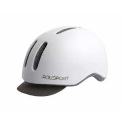 Каска за градско колоездене Polisport Commuter Urban - Бяла с LED светлина