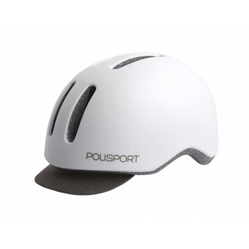 Каска за градско колоездене Polisport Commuter Urban - Бяла с LED светлина