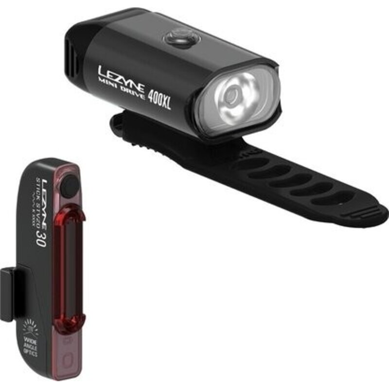 Комплект светлини Lezyne Mini Drive 400XL / Stick Drive – черни