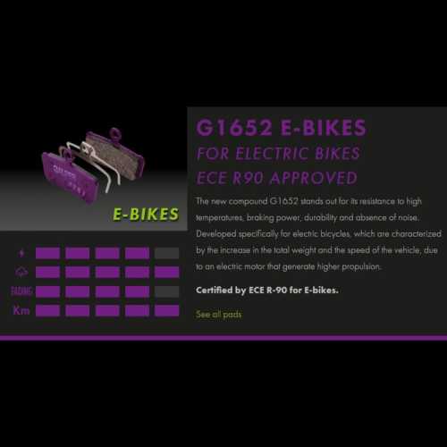 Спирачни накладки GALFER BIKE FD549G1652 E-BIKE (за HAYES и MAGURA)