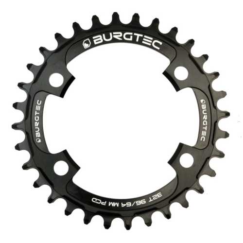 Плоча BURGTEC 96/64mm PCD Thick Thin Chainring - 32T - Черен