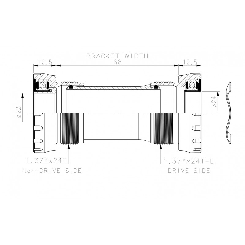 Средно движение Black Peak BSA SRAM GXP 22/24mm ос