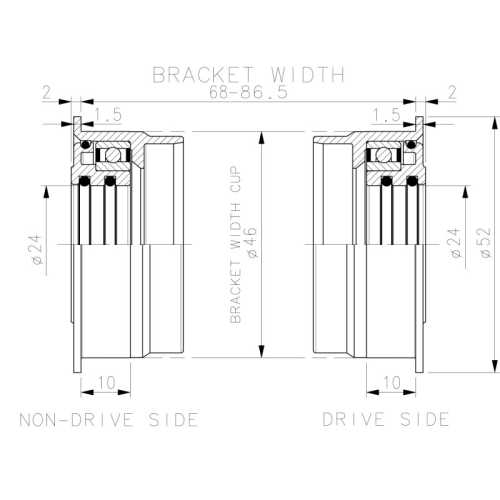 Средно движение Black Peak PF30 Shimano 24mm ос