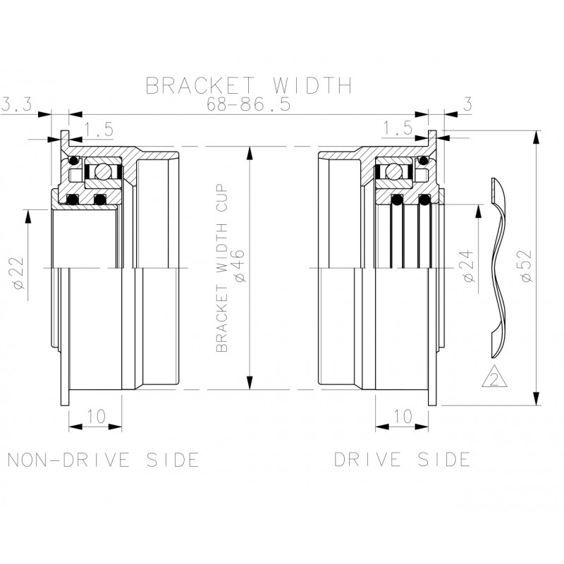 Средно движение Black Peak PF30 SRAM 22/24mm ос