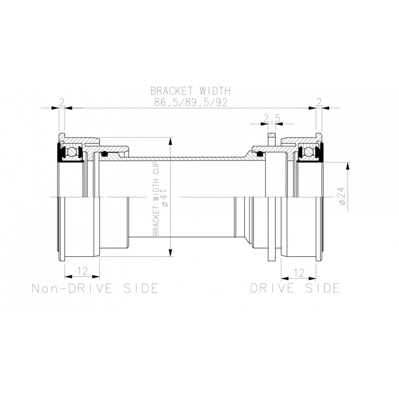 Средно движение Black Peak BB92 Shimano 24mm ос