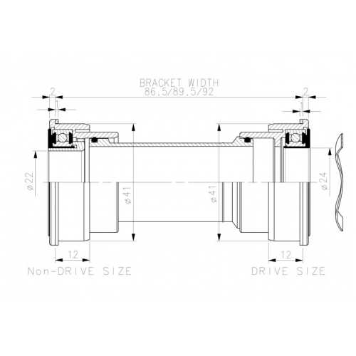 Средно движение Black Peak BB92 SRAM 22/24mm ос