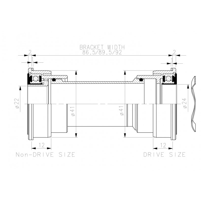 Средно движение Black Peak BB92 SRAM 22/24mm ос