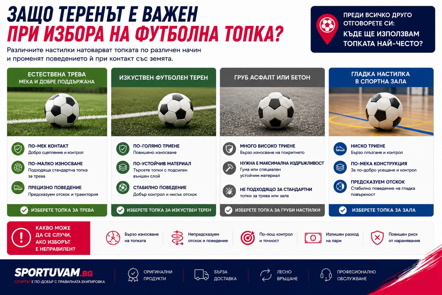 Защо теренът е важен при избора на футболна топка