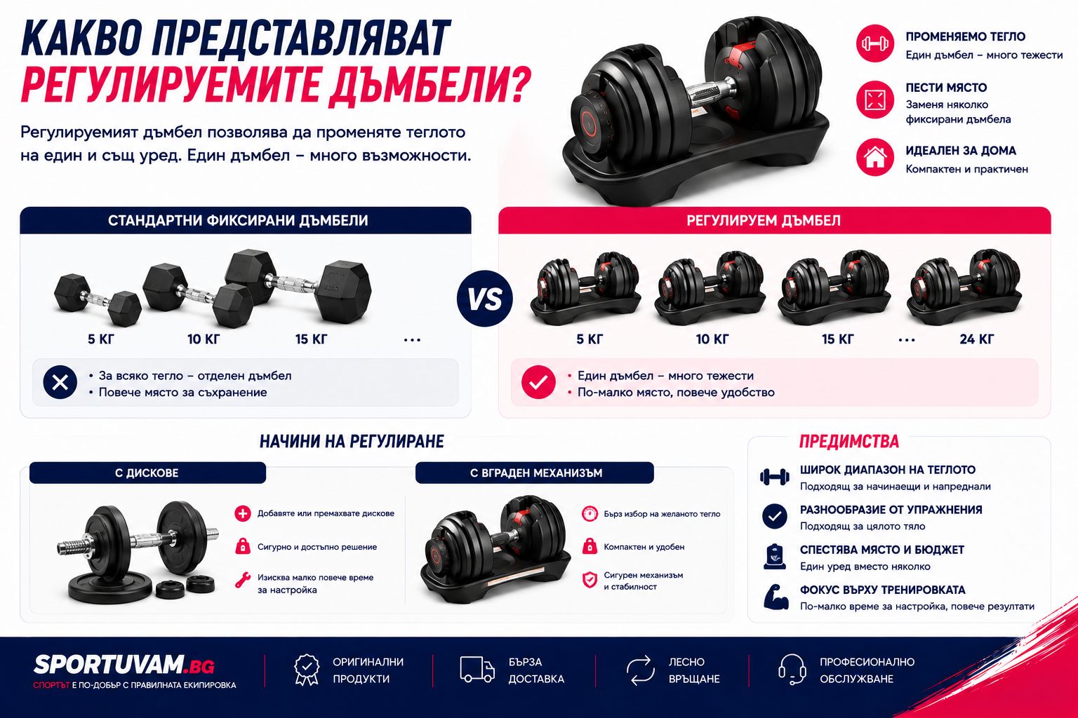 Какво представляват регулируемите дъмбели и как работят